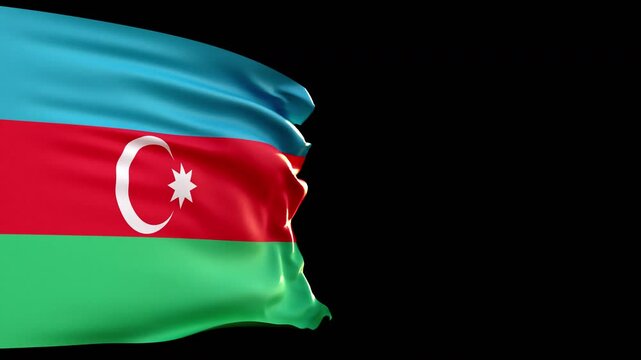 Azerbaijan flag, transparent background, 3d animation 4k alpha channel.