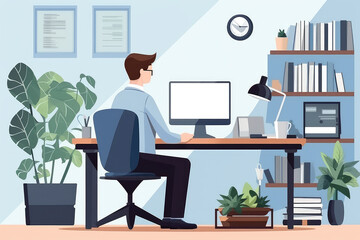 Productive Office Employee Working in a Modern Workspace