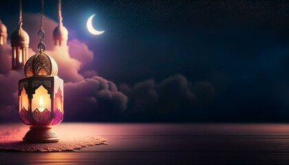 Ornate lantern glowing warmly, symbolizing Ramadan Mubarak’s peace and spirituality.