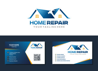 Home renovation logo, home repair, and building concept logo design template