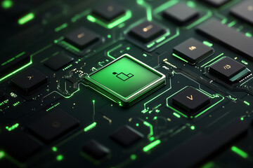 glowing green circuit board: the future of technology