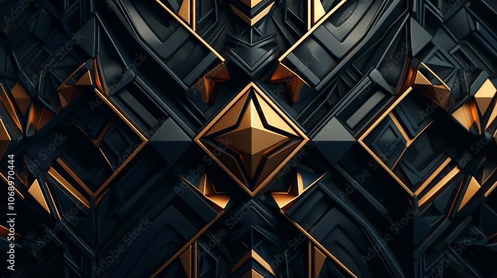 Aufkleber abstract geometric background with gold and black pattern