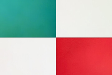 グラデーションがかった緑と赤が入った四角い白色の背景