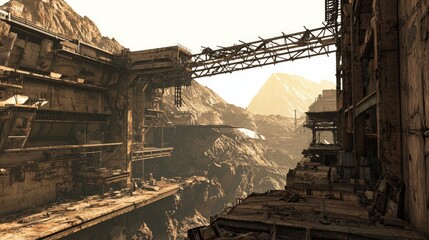 Fototapeta premium Desolate Wasteland Chronicles: Scavengers in a Fallen World