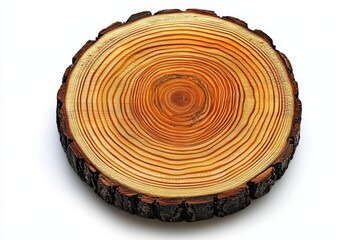 Fototapeta premium wood slice circle with concentric rings , isolated on white background, , copy space for text,