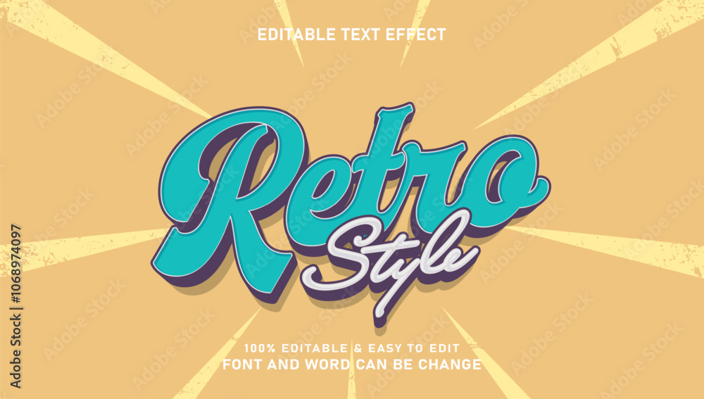 Aufkleber retro text effect with editable 3d vector style