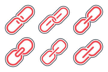 Link icon set in line art style