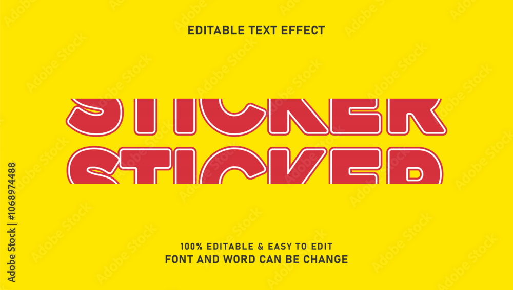 Aufkleber sticker text effect with an inverted vector style that can be edited