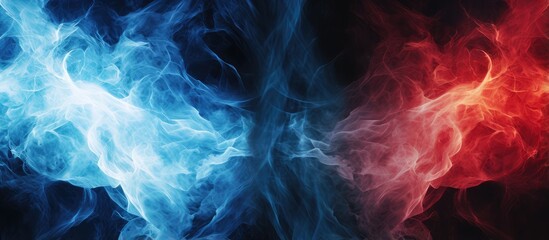 Abstract Blue and Red Smoke Fusion Background