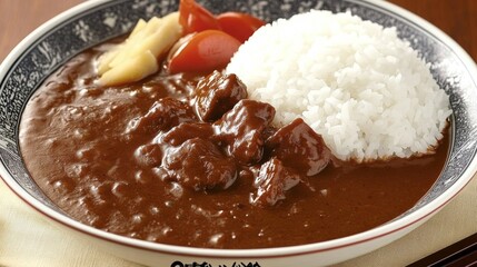 Delicious Beef Curry with Rice and Vegetables