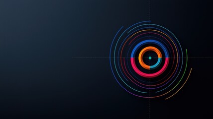 A colorful circular design with concentric rings against a dark background, showcasing a modern and minimalistic aesthetic.