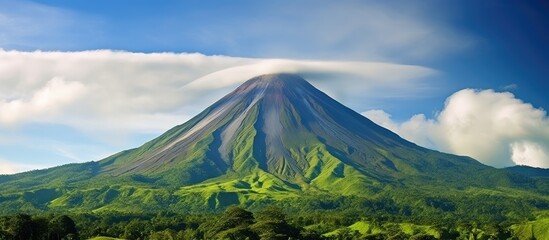 Fototapeta premium Majestic Volcano Surrounded by Lush Greenery