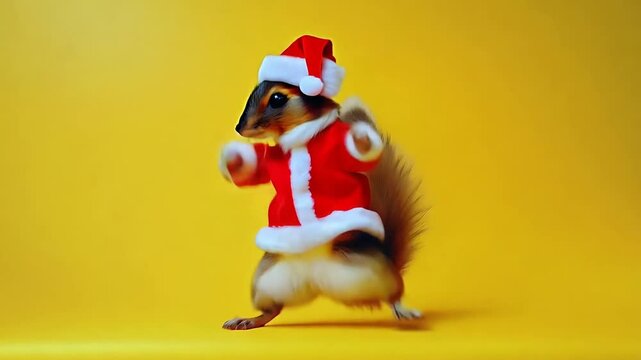 Dancing Squirrel in Santa Costume