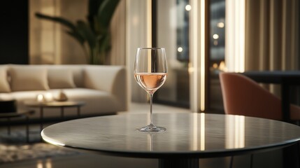 Elegant Glass of Ros&eacute; in Modern Living Space