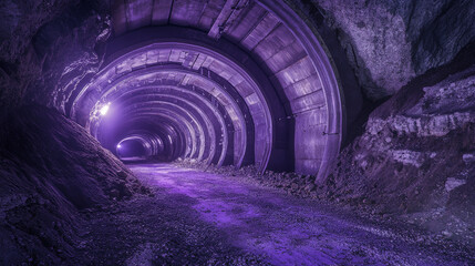 Purple Underground Tunnel, Mining, Excavation, Industrial, Construction