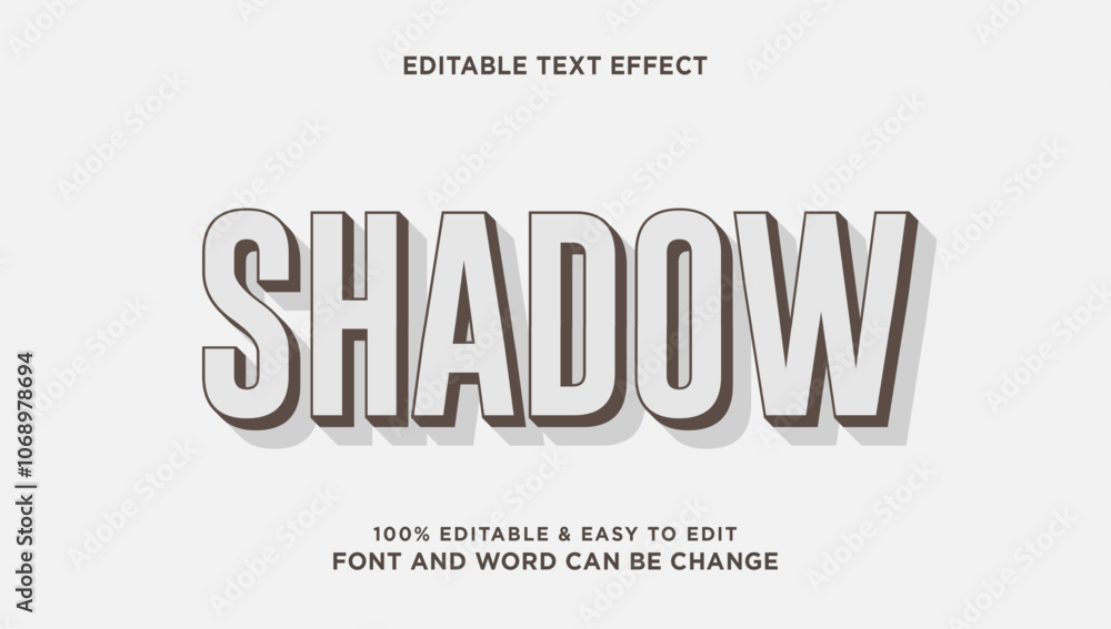Poster shadow text effect with simple 3d style that can be edited