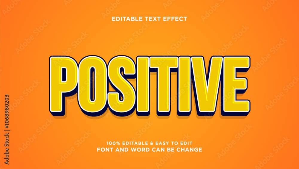Aufkleber positive text effect with editable 3d vector style