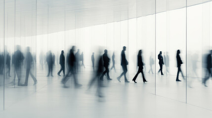 Blurred Motion of Business People Walking