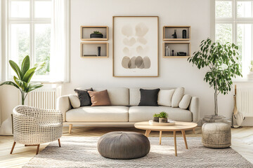 home interior design of modern living room in parisian apartment