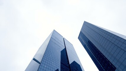 Towering Skyscrapers Against Clear Blue Sky: Modern Architecture at Its Finest, Perfect for Urban Landscape Photography
