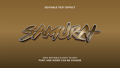 Samurai text effect with 3d vector style that can be edited