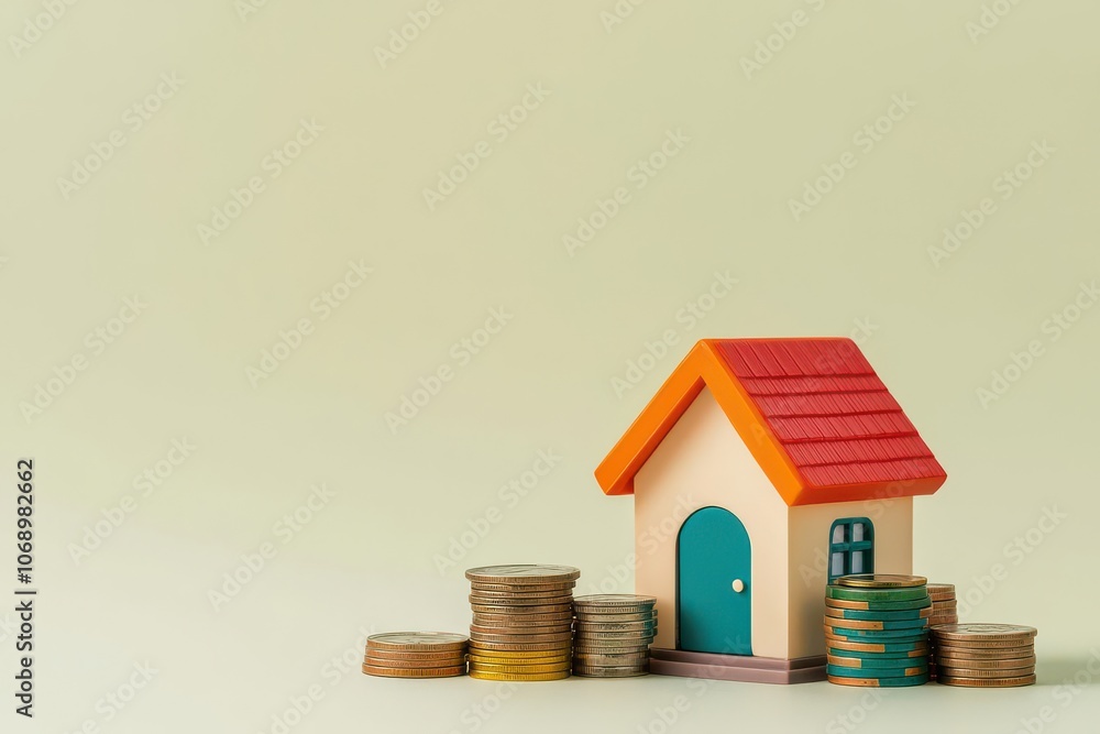 Poster visualization of a financial advisor explaining amortization to clients purchasing a property