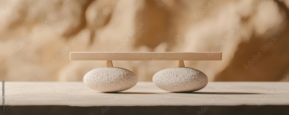 Poster artistic view of a balance scale with short term on one side and long term on the other, symbolizing