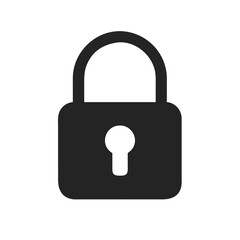 Solid Black Padlock Icon with Keyhole, Simple solid black padlock icon with a keyhole, representing security, privacy, and protection, suitable for minimalistic and digital security designs.
