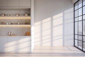 Minimalist Modern Kitchen with Warm Morning Light