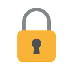 Yellow Padlock Icon with Gray Shackle, Minimalist yellow padlock icon with a gray shackle and keyhole, symbolizing security, privacy, and protection, ideal for tech and digital designs.
