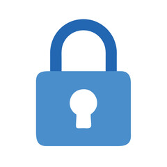 Simple Blue Padlock Icon with Keyhole, Minimalist blue padlock icon with keyhole, symbolizing security, privacy, and protection, suitable for digital interfaces and security-related graphics.
