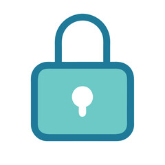 Teal Padlock Icon with Keyhole, Simple teal padlock icon with keyhole, symbolizing security, privacy, and protection, suitable for digital security and interface design.
