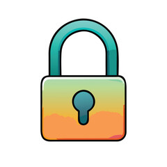 Colorful Padlock Icon with Gradient Design, Modern padlock icon with a gradient color scheme, symbolizing security, privacy, and protection, perfect for tech and digital interface designs.
