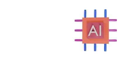 3d ai chip render with transparent background, chip with onboard artificial intelligence, future of processors, processor with ai core. ai assistant design, technology and advancement concept