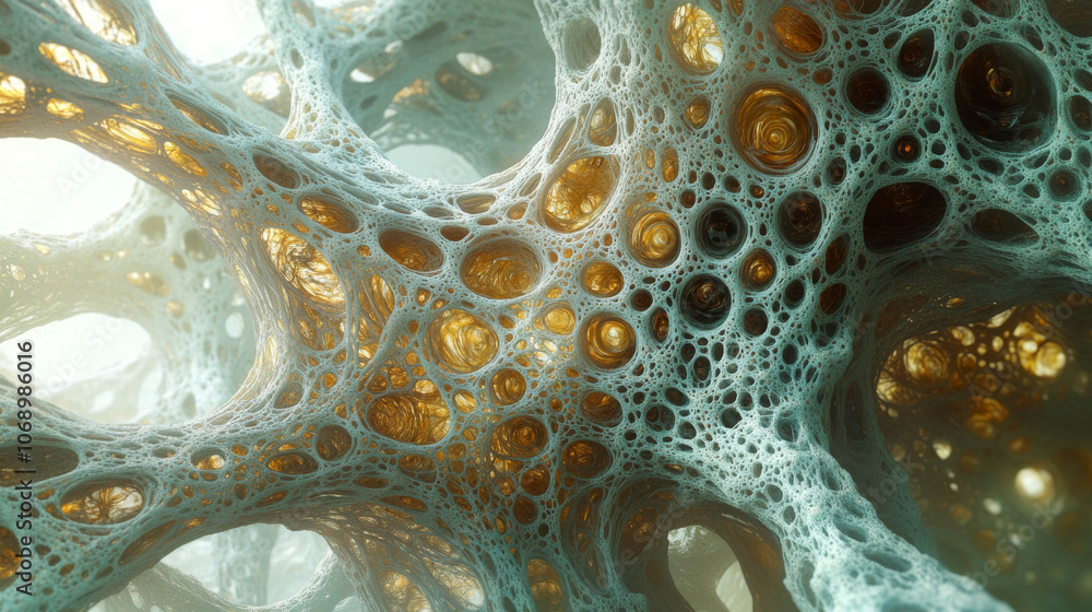 Fototapete abstract neural network, 3d rendering, sci-fi, organic, structure