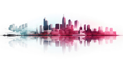 Fototapeta premium Abstract Watercolor Cityscape with Reflective Design