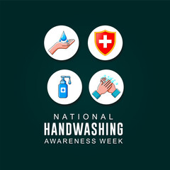 Vector illustration on the theme of national handwashing awareness week observed each year during December. banner, Holiday, poster, card and background design. Horizontal banners.