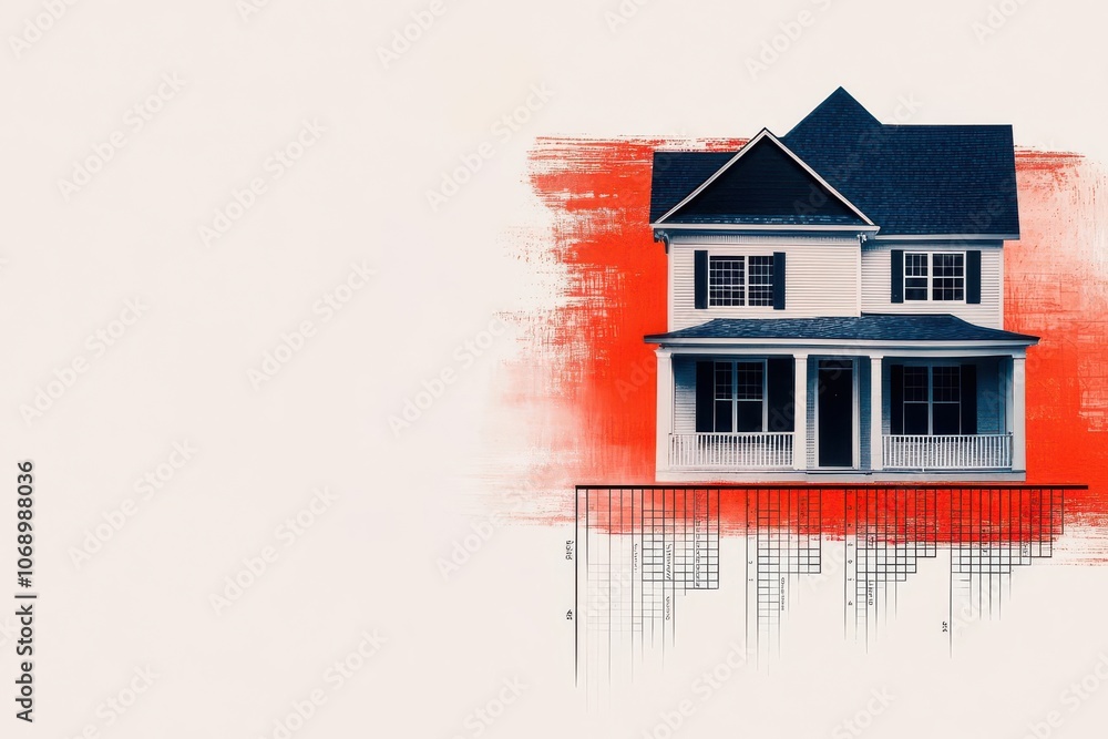 Poster artistic view of a house with a timeline beneath it, showing principal and interest payments reducin