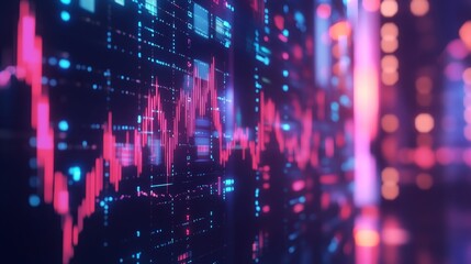 Obraz premium Abstract background with financial chart and colorful lights