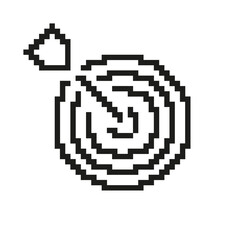 Fototapeta premium Bullseye Target with Arrow Pixelated Icon. Pixel Art Symbol of Precision and Goal Achievement. Focus and Success. Isolated Vector Illustration