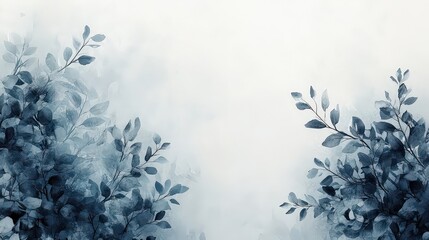  Minimalist invitation with pale watercolor background in light gray and dusty blue; clean, black text in serif font contrasts beautifully with soft watercolor wash.