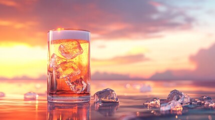 Refreshing Drink at Sunset by the Water