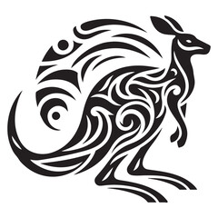 Intricate Tribal Kangaroo Silhouette Design