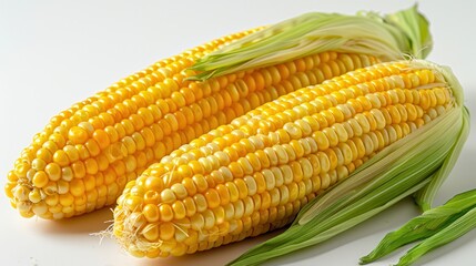 Fresh Yellow Corn Ears with Green Husk
