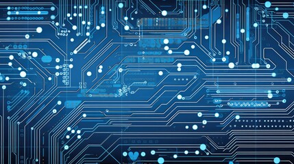 Obraz premium Intricate Blue Circuit Board Technology Abstract