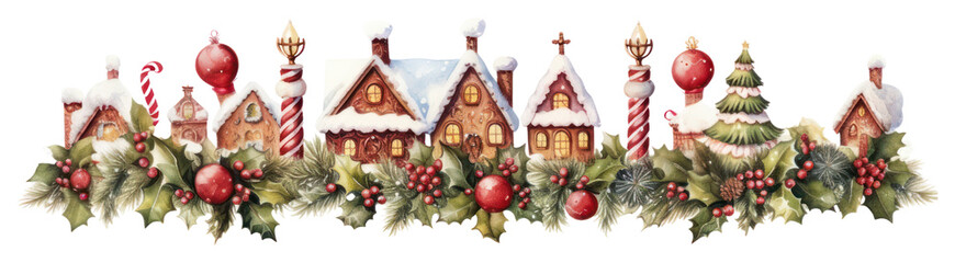 Fototapeta premium PNG Christmas gingerbread house border illustration houses.