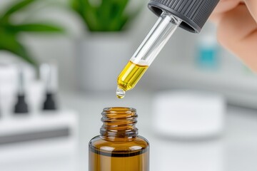 Essential Oil Dropper in a Modern Skincare Setting