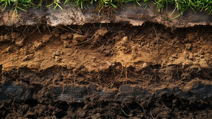 Texture of soil layers as a natural background.Generative Ai.
