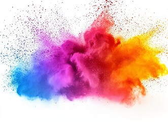 abstract multicolored powder splatted on white background,Freeze motion of color powder exploding , isolated on white background, , copy space for text,