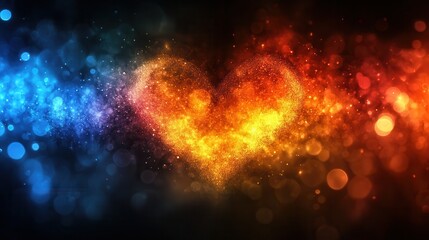 Colorful Heart Shape with Sparkles and Light Effects